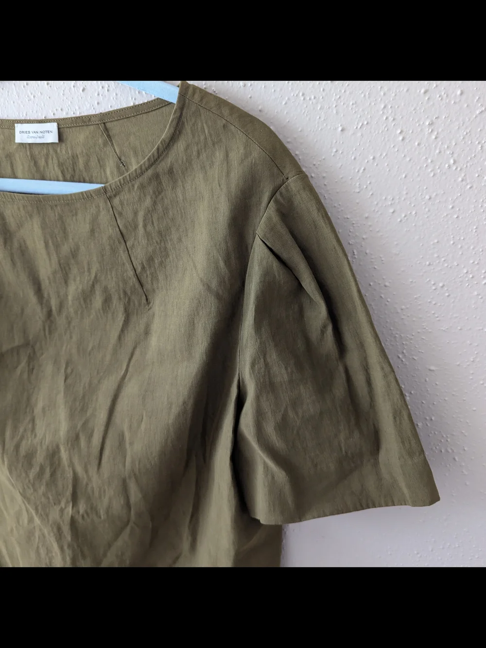 Dries Van Noten round neck linen cotton blend Summer top Olive Green XS - Picture 7 of 11